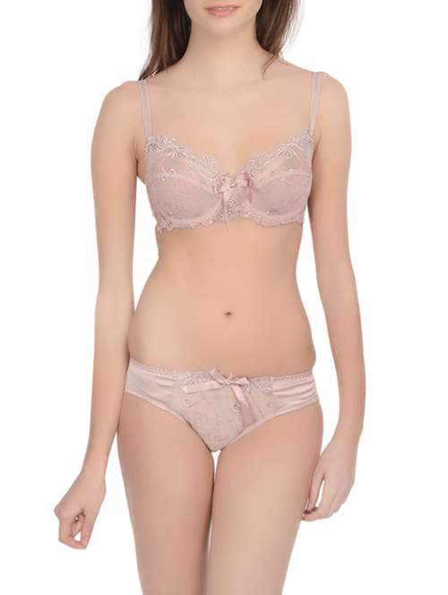 beige nylon bras and panty set - 12888582 -  Standard Image - 0