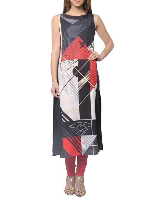 black rayon long kurta