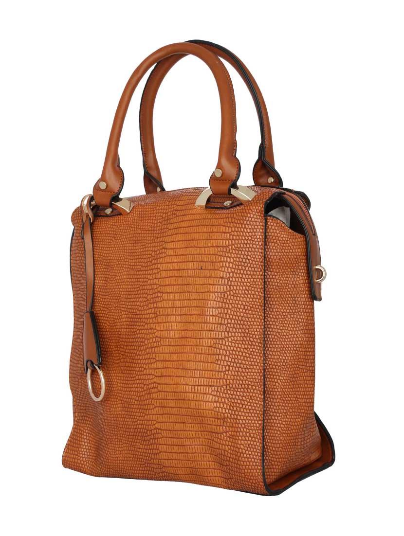 brown leatherette handbag - 12895103 - Standard Image - 3