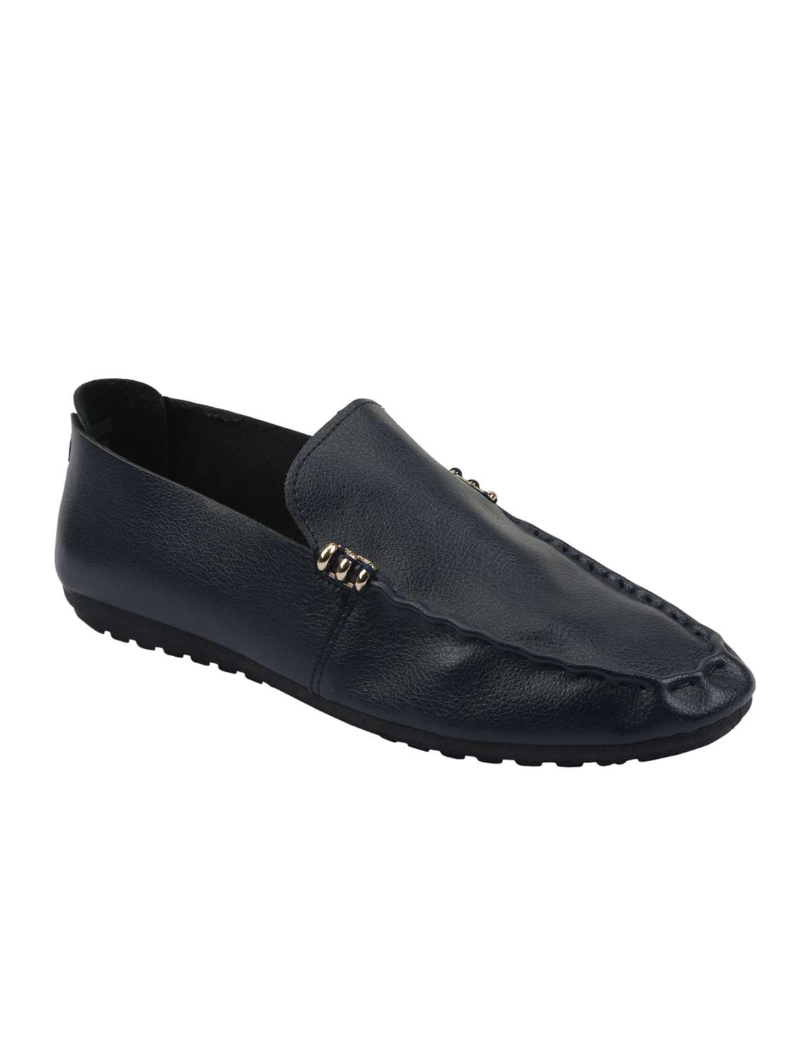 solid black leatherette slip on loafer
