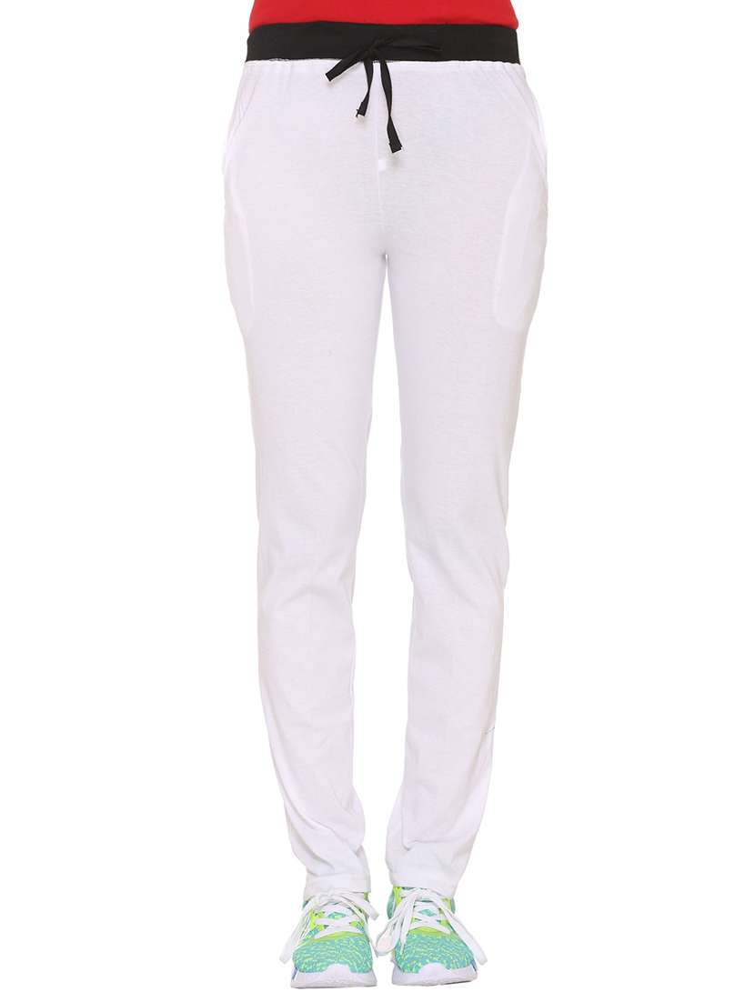 white cotton track pants