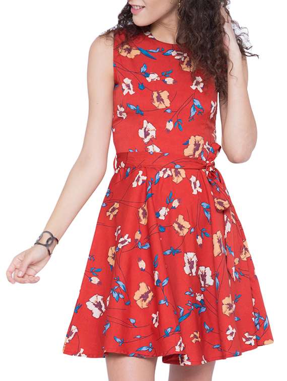 red belted dress