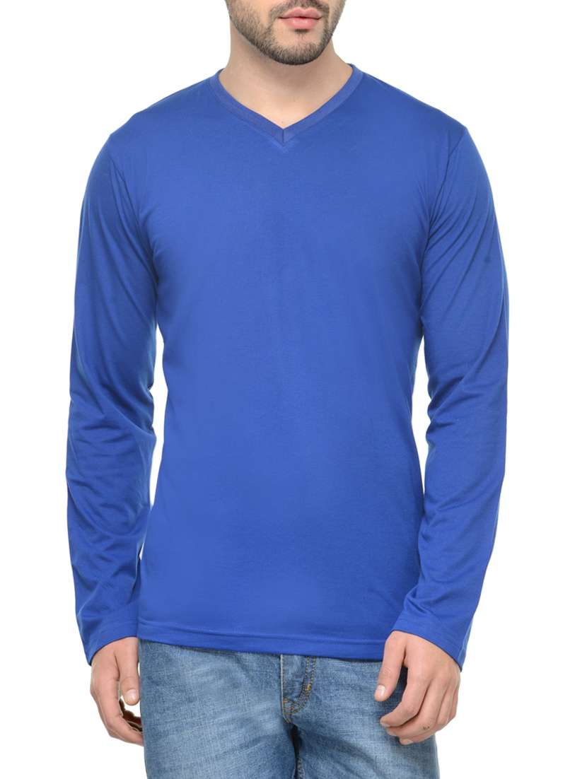 solid blue cotton t-shirt