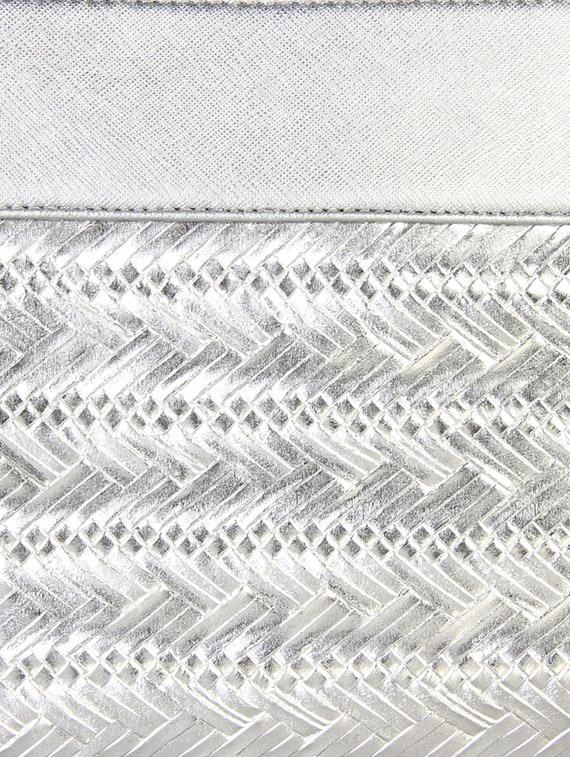 silver leatherette clutch - 12906274 - Standard Image - 3