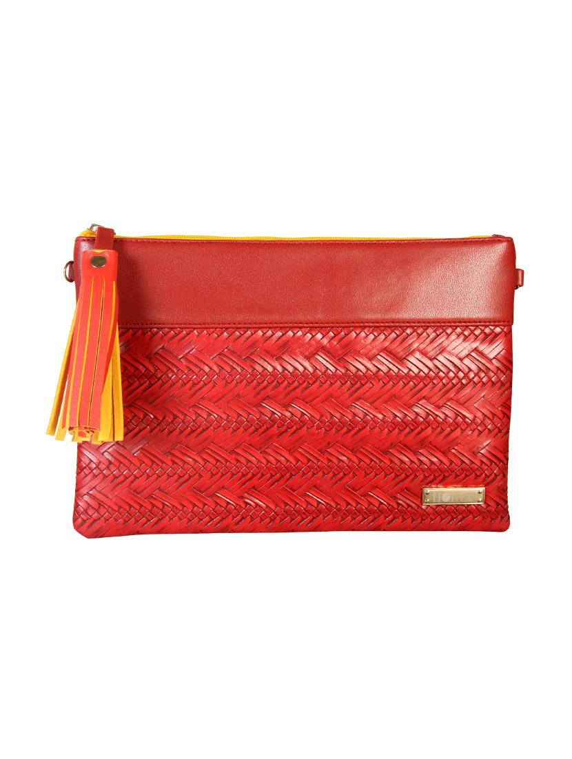 red leatherette clutch - 12906311 - Zoom Image - 0