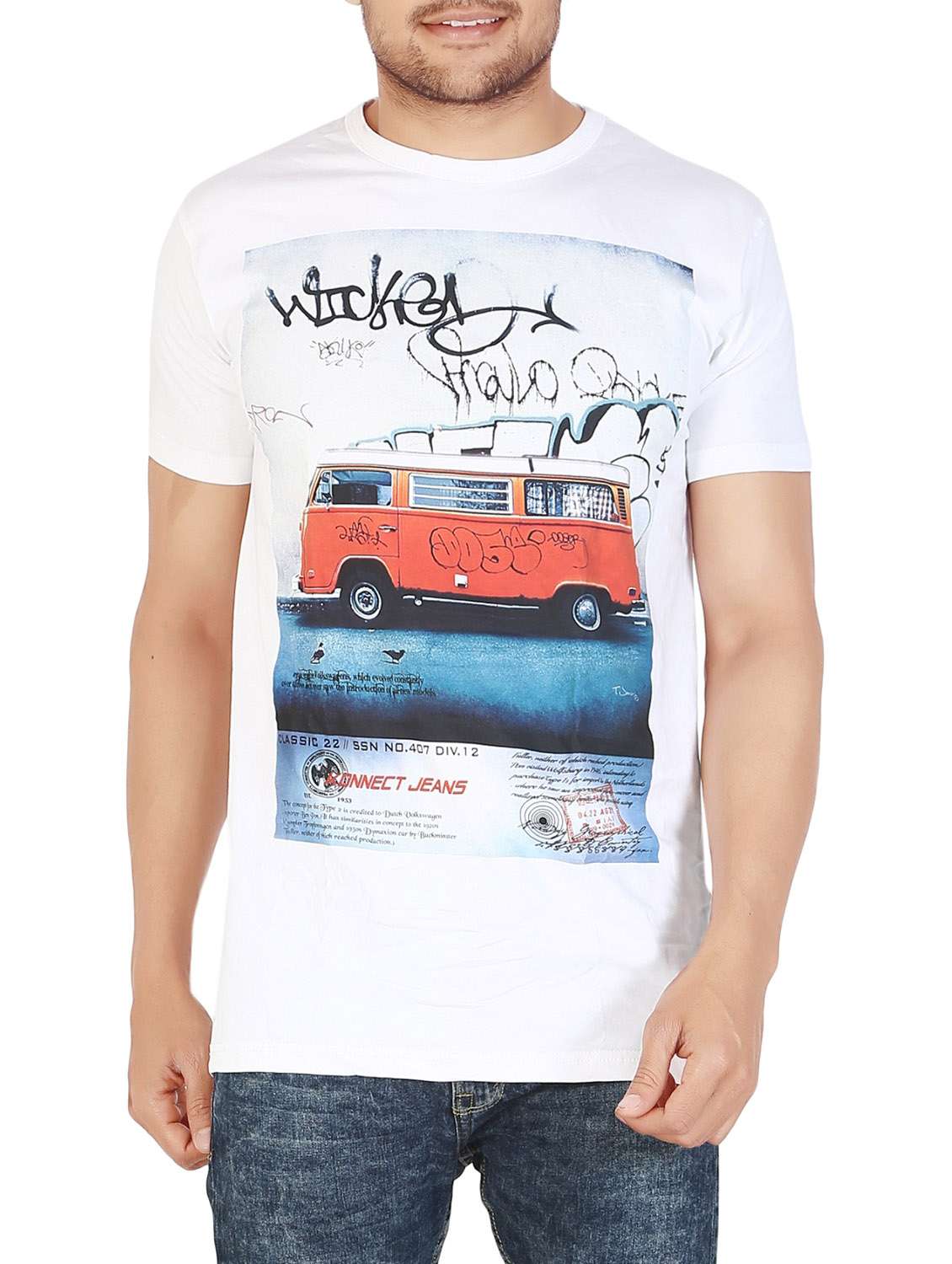 white cotton graphic t-shirt