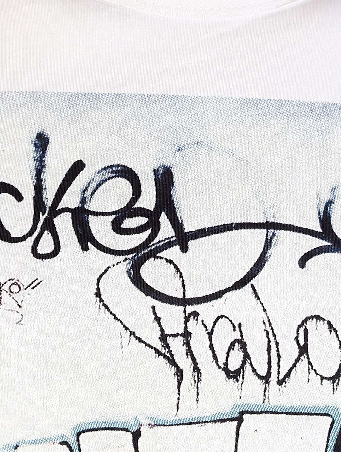 white cotton graphic t-shirt - 12910911 -  Standard Image - 3