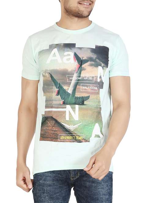 mint green cotton graphic t-shirt - 12910917 -  Standard Image - 0