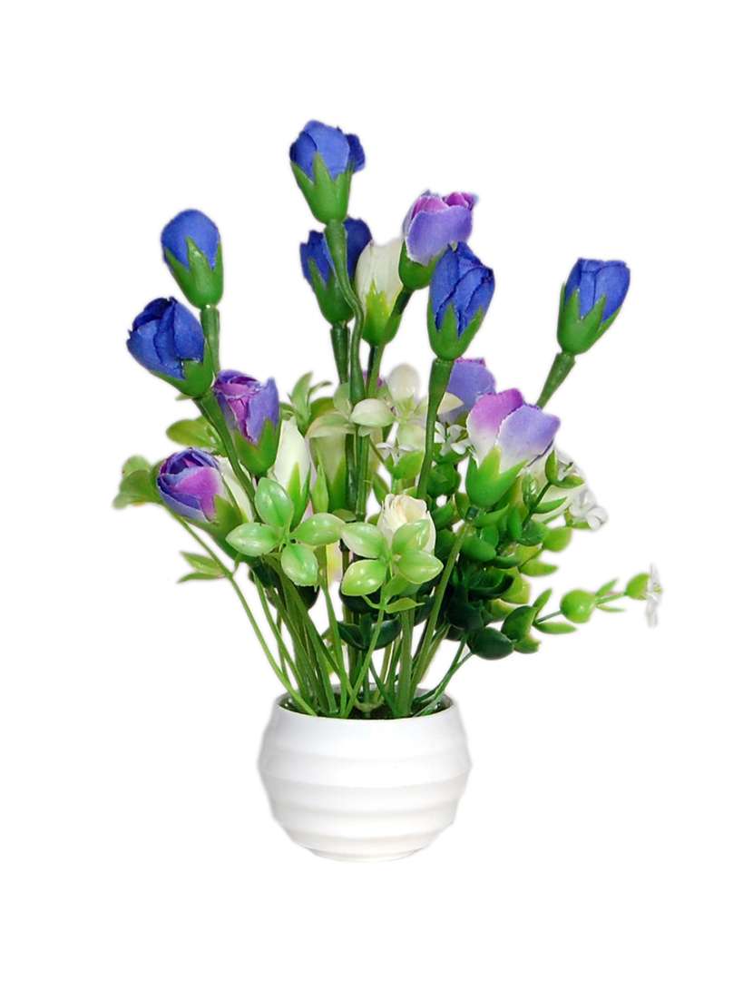 loxiaa blue rose  artificial  flower with  pot (18 cm)