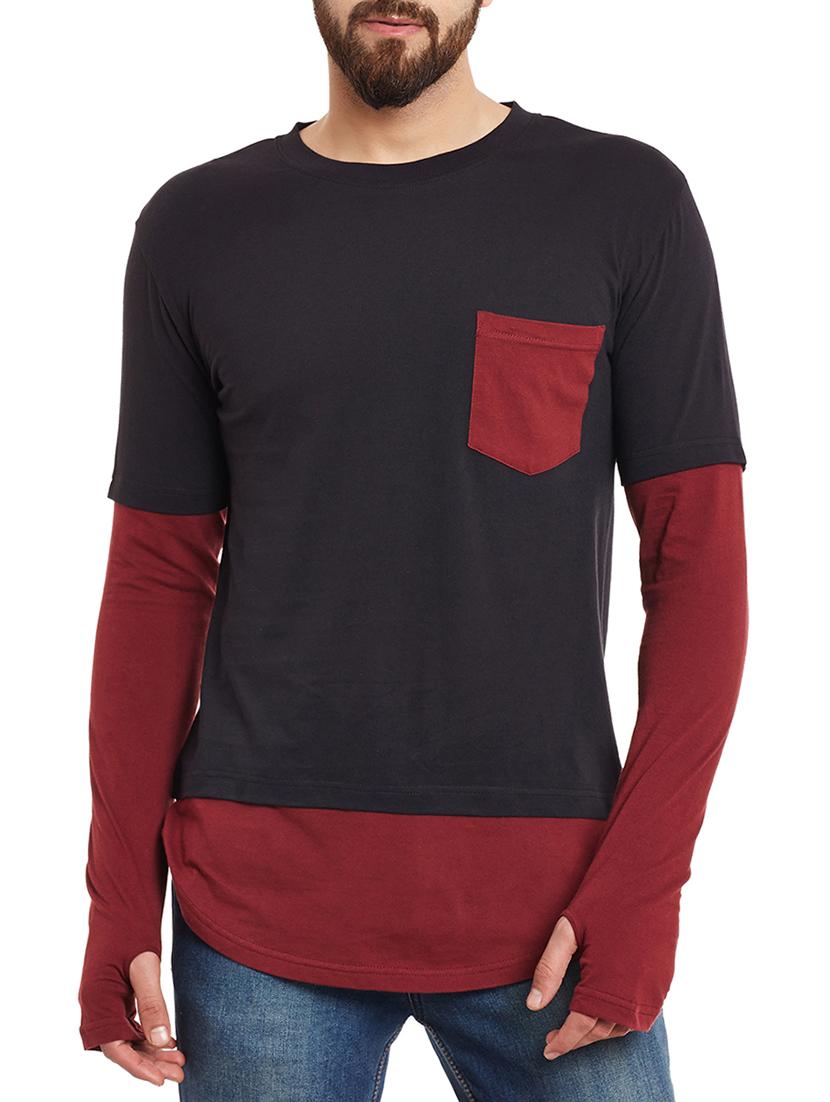 colour block cotton t-shirt - 12914108 -  Zoom Image - 0