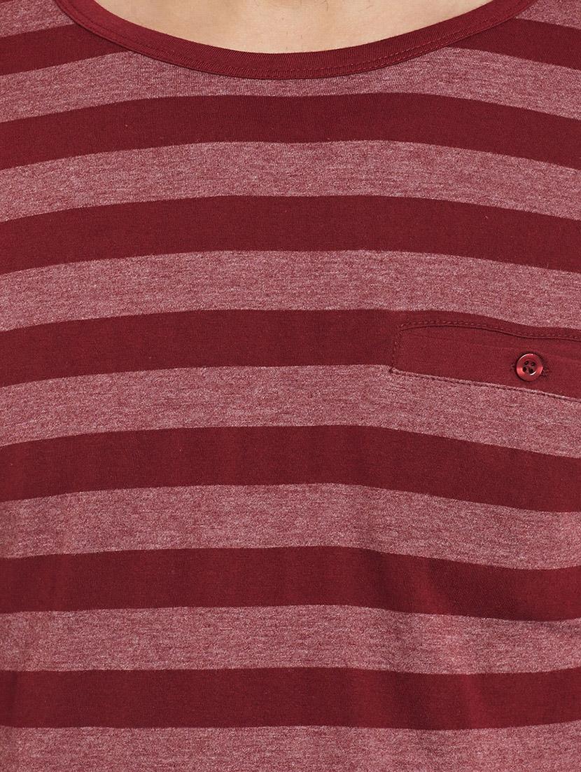 maroon cotton blend striped t-shirt - 12914114 - Standard Image - 3