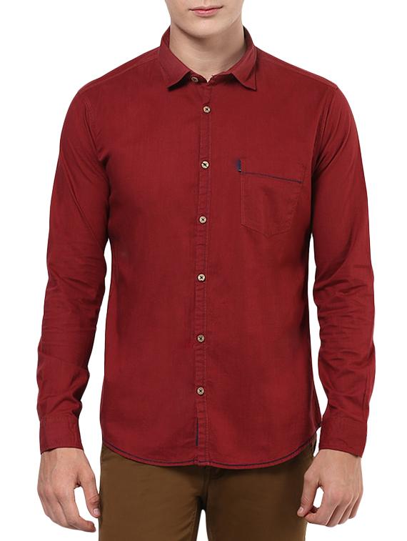 red cotton casual shirt