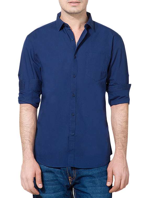 blue cotton casual shirt