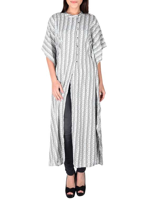 white printed rayon kaftan