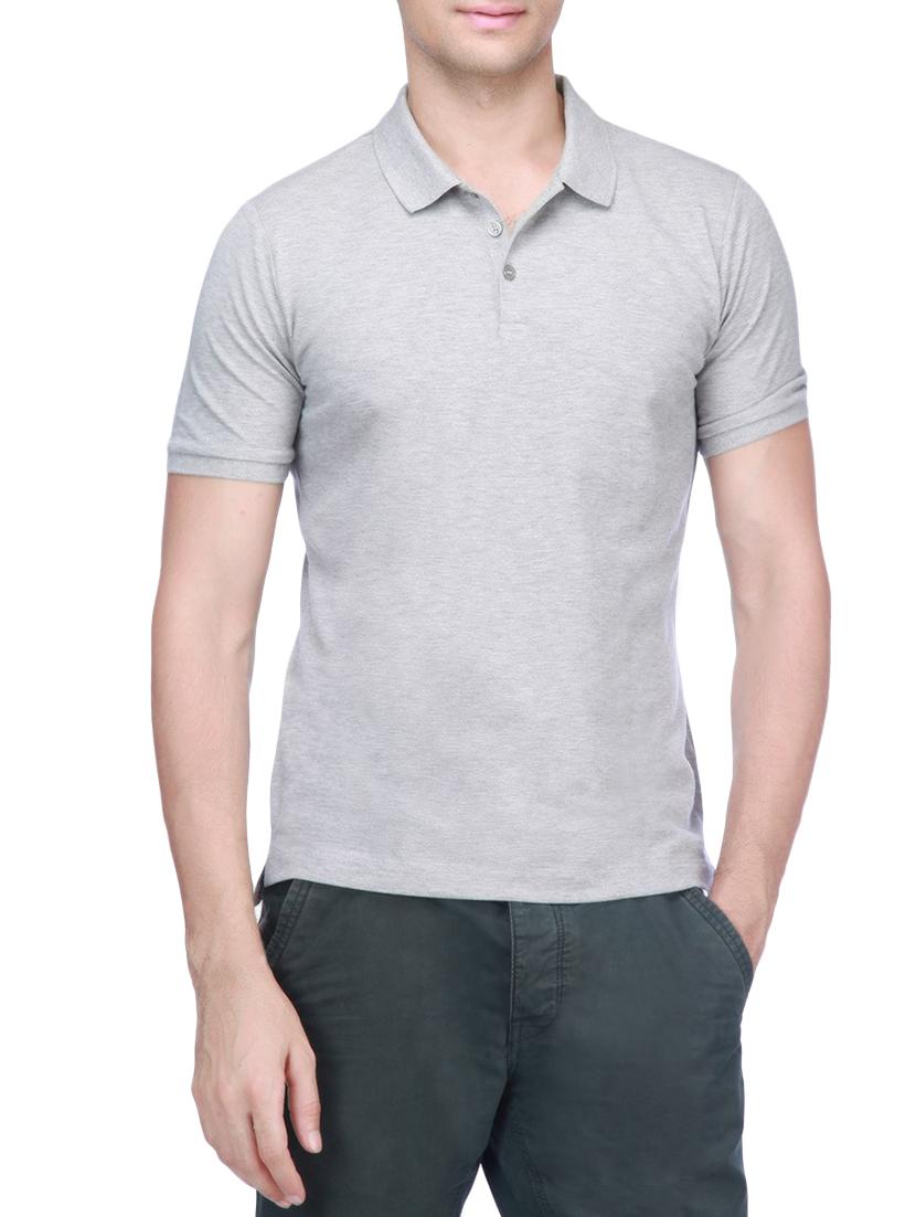 grey solid polo t-shirt - 12920663 -  Zoom Image - 0