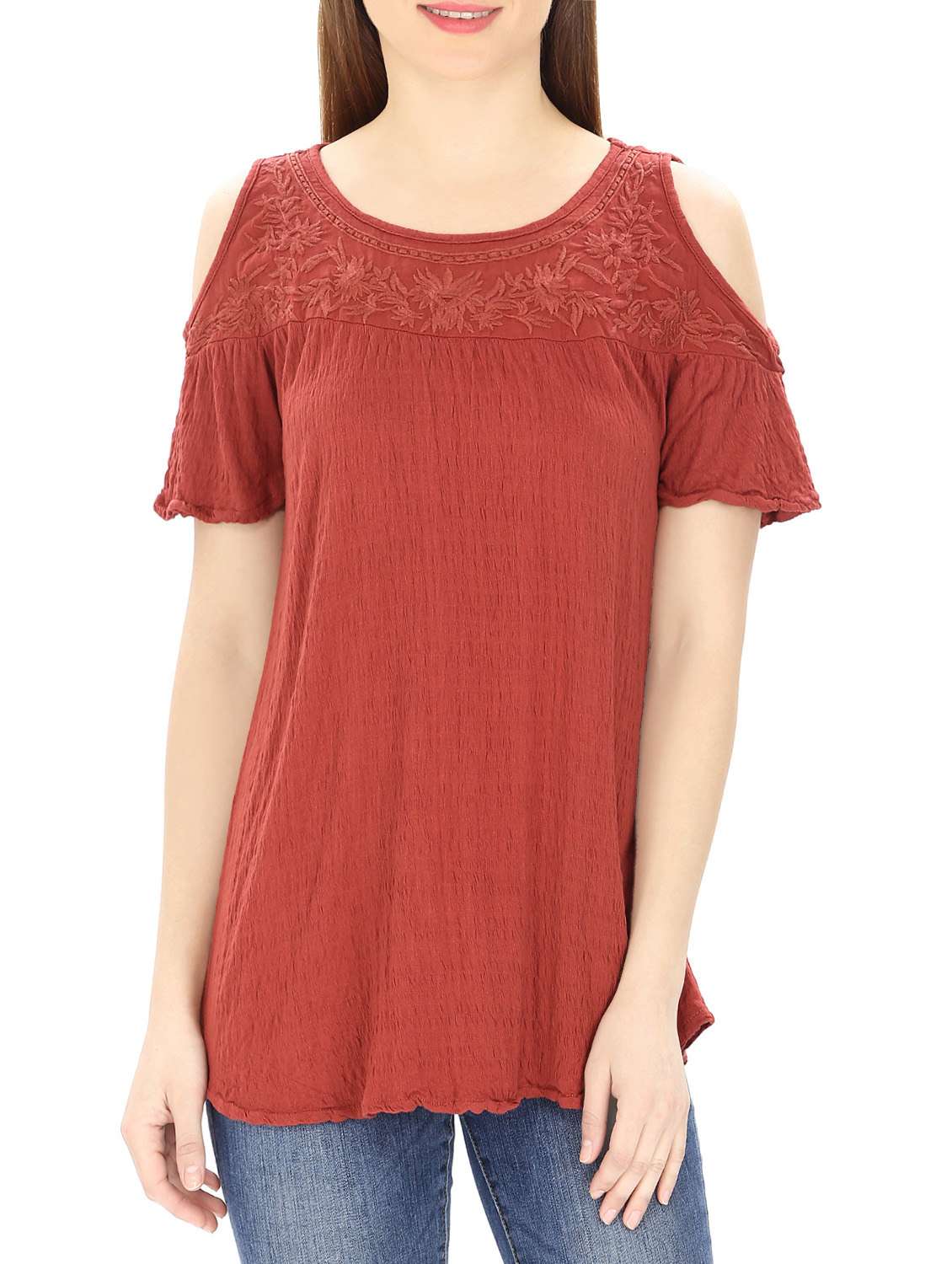 rusted embroidered cotton top - 12920914 -  Zoom Image - 0