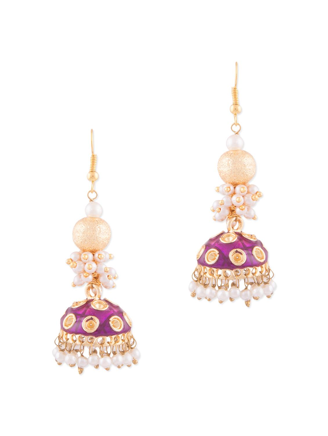 Neon White Metallic Jhumka Earrings By Kij Jewels Online Neon White Metallic Jhumka Earrings By Kij Jewels Online Ping For In India 1292701