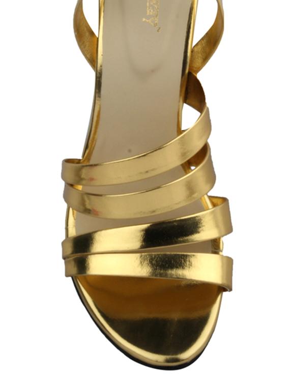 gold leatherette back strap sandals - 12927135 - Standard Image - 3