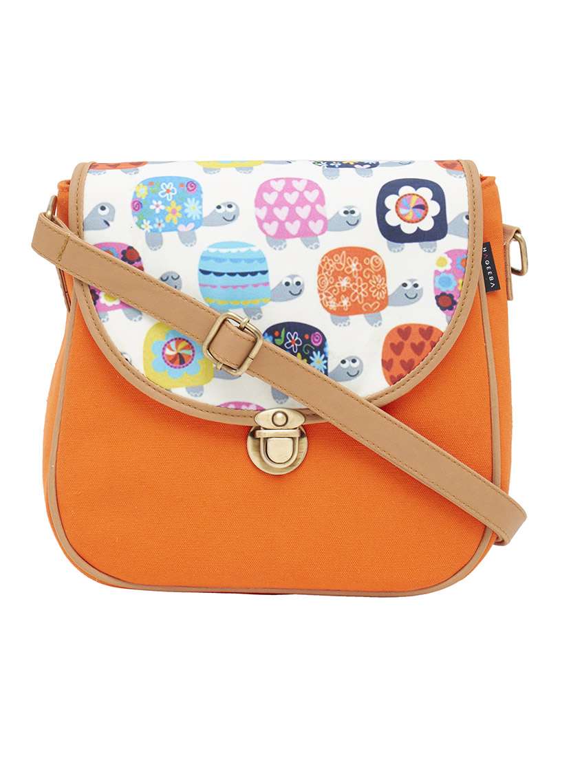 orange canvas messenger sling bag