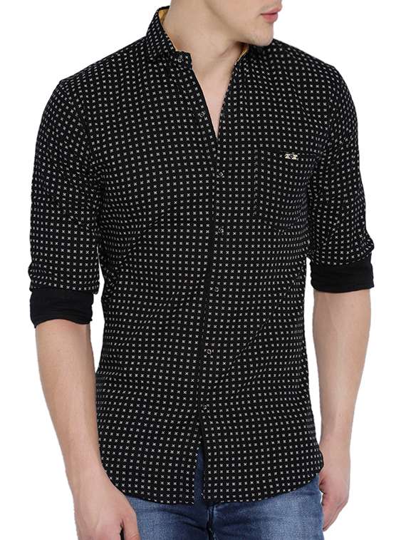 black cotton printed casual shirt