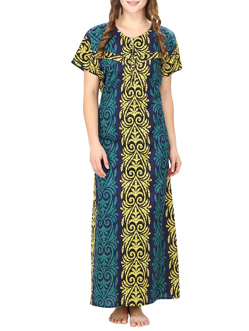 multicolored printed cotton gown - 12929138 - Zoom Image - 0