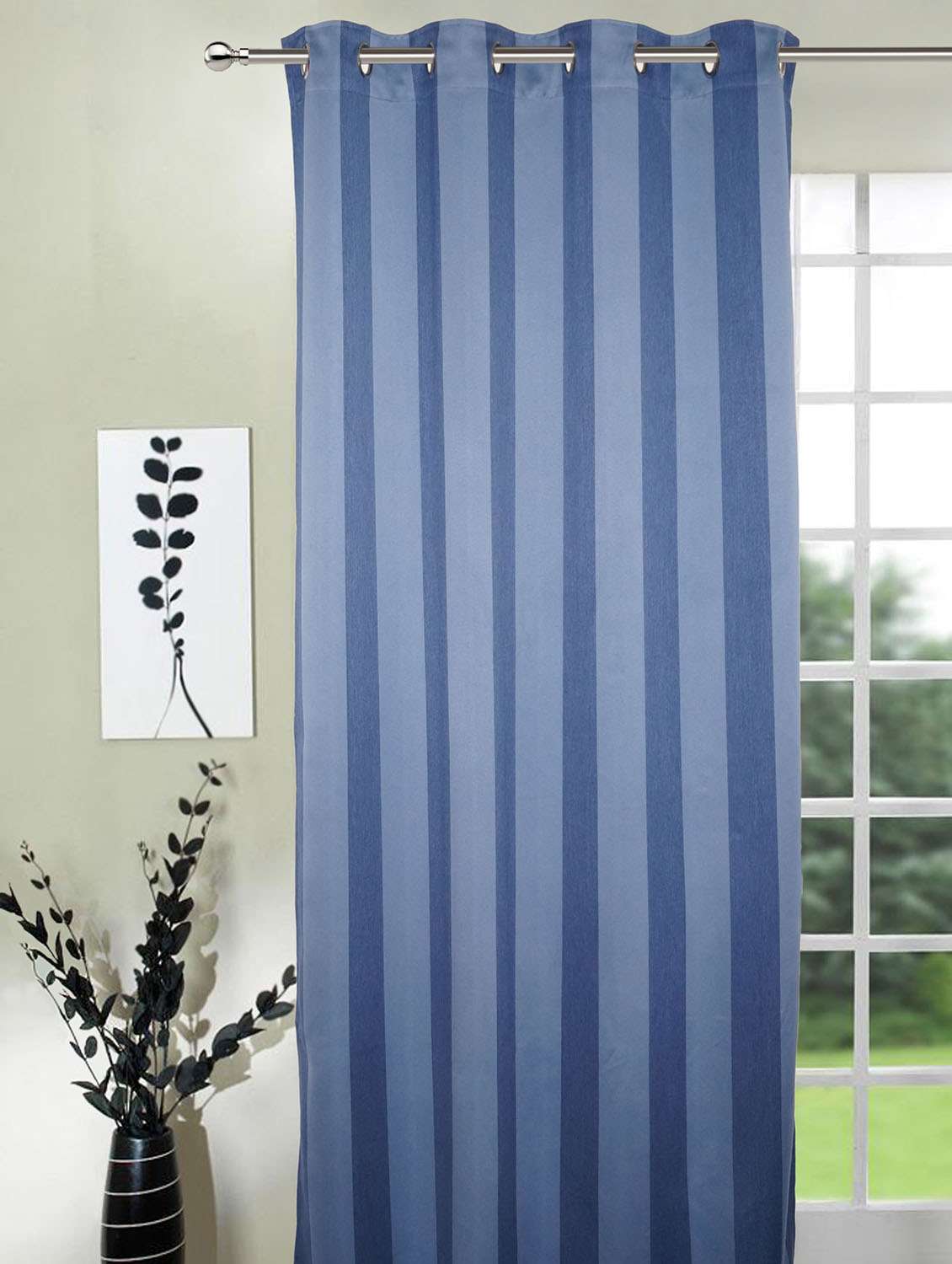 lushomes stripes adorable blue curtain for door (single pc)