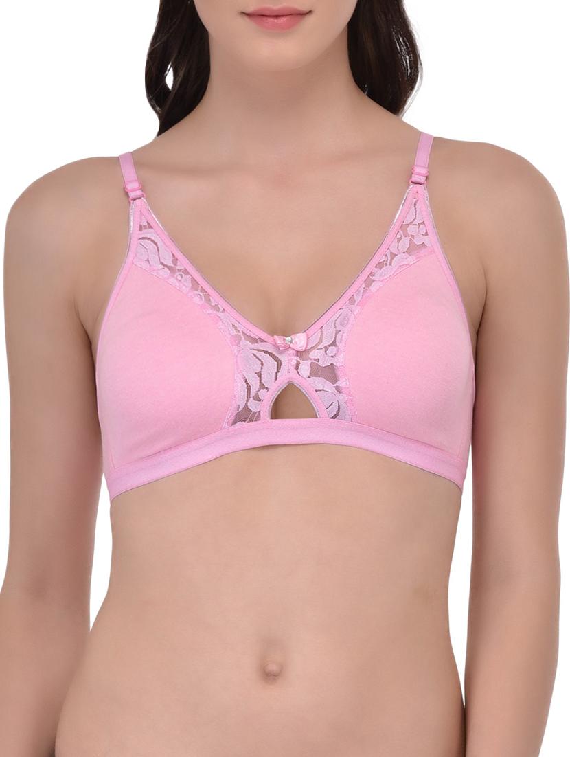 pink cotton regular bra - 12933901 -  Zoom Image - 0