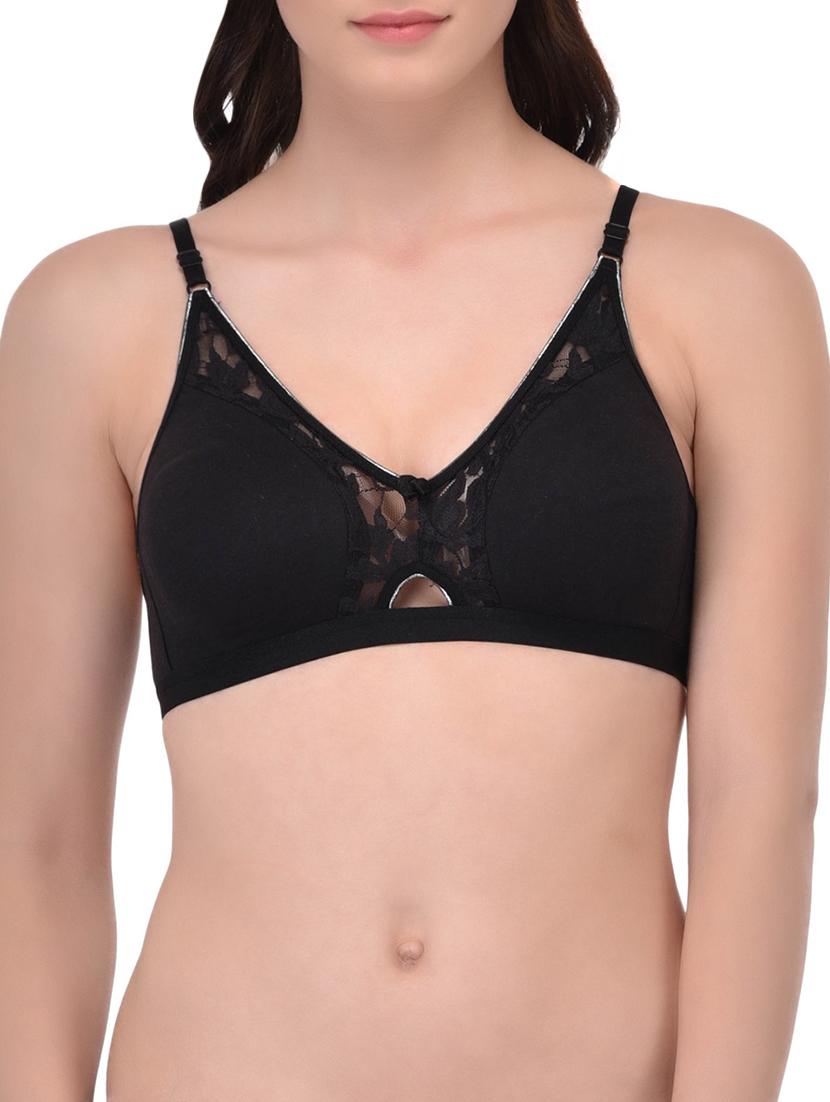 black cotton regular bra - 12933902 -  Zoom Image - 0
