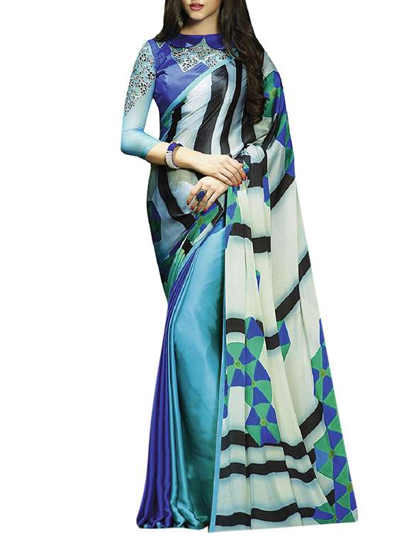 women's geometric multi colored saree
