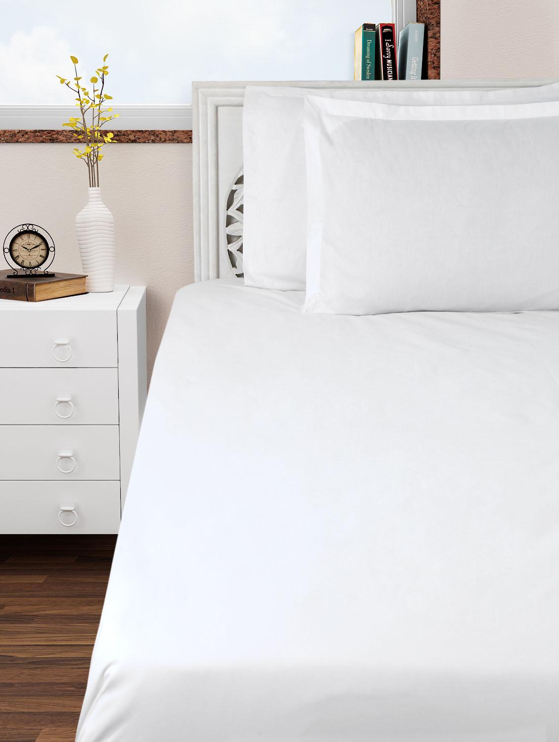 King Size Premium Percale Cotton White Bed Sheet Set Of 3 For King Size Premium Percale Cotton White Bed Sheet Set Of 3 For Uni From Sleep Sure 1409 At 40 Off 2019 Limeroad Com