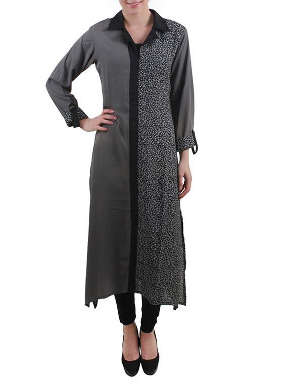 grey crepe long kurta