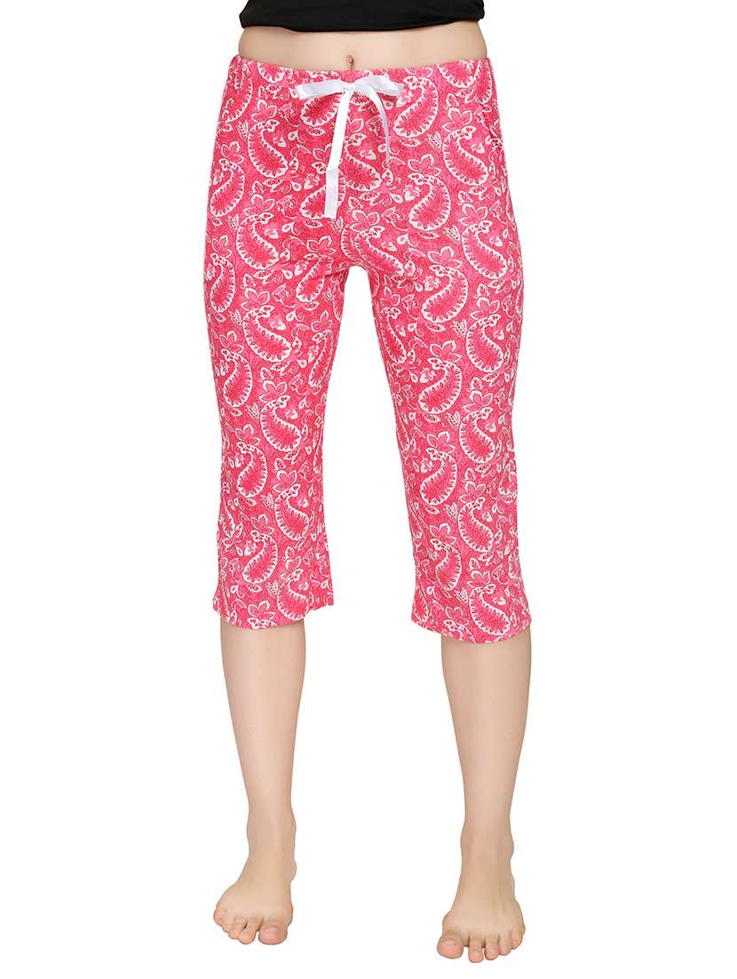 pink printed cotton capri - 12943266 - Zoom Image - 0