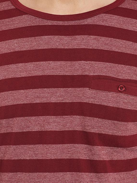maroon cotton blend striped t-shirt - 12946359 - Standard Image - 3