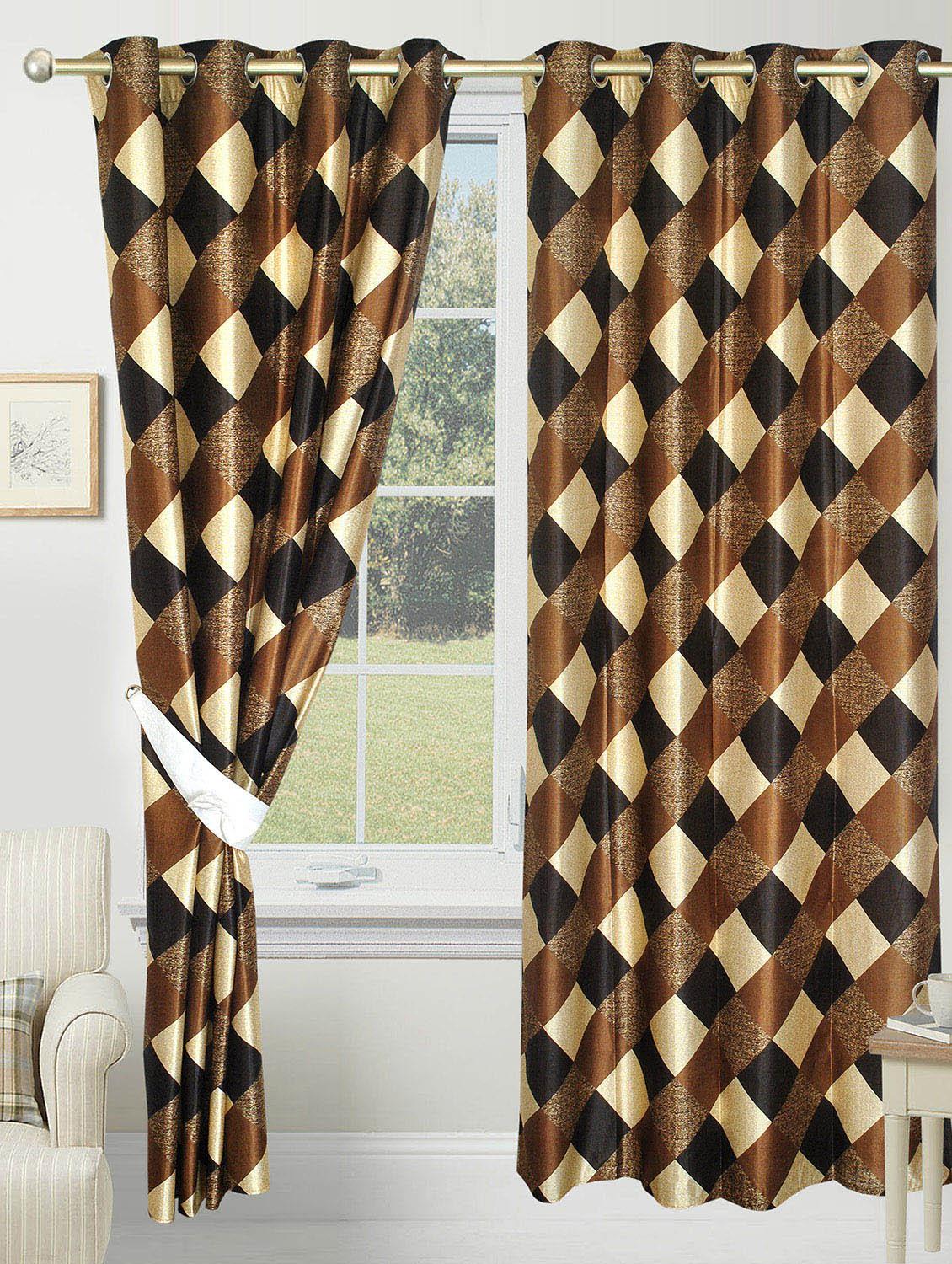brown polyester printed eyelet door curtain