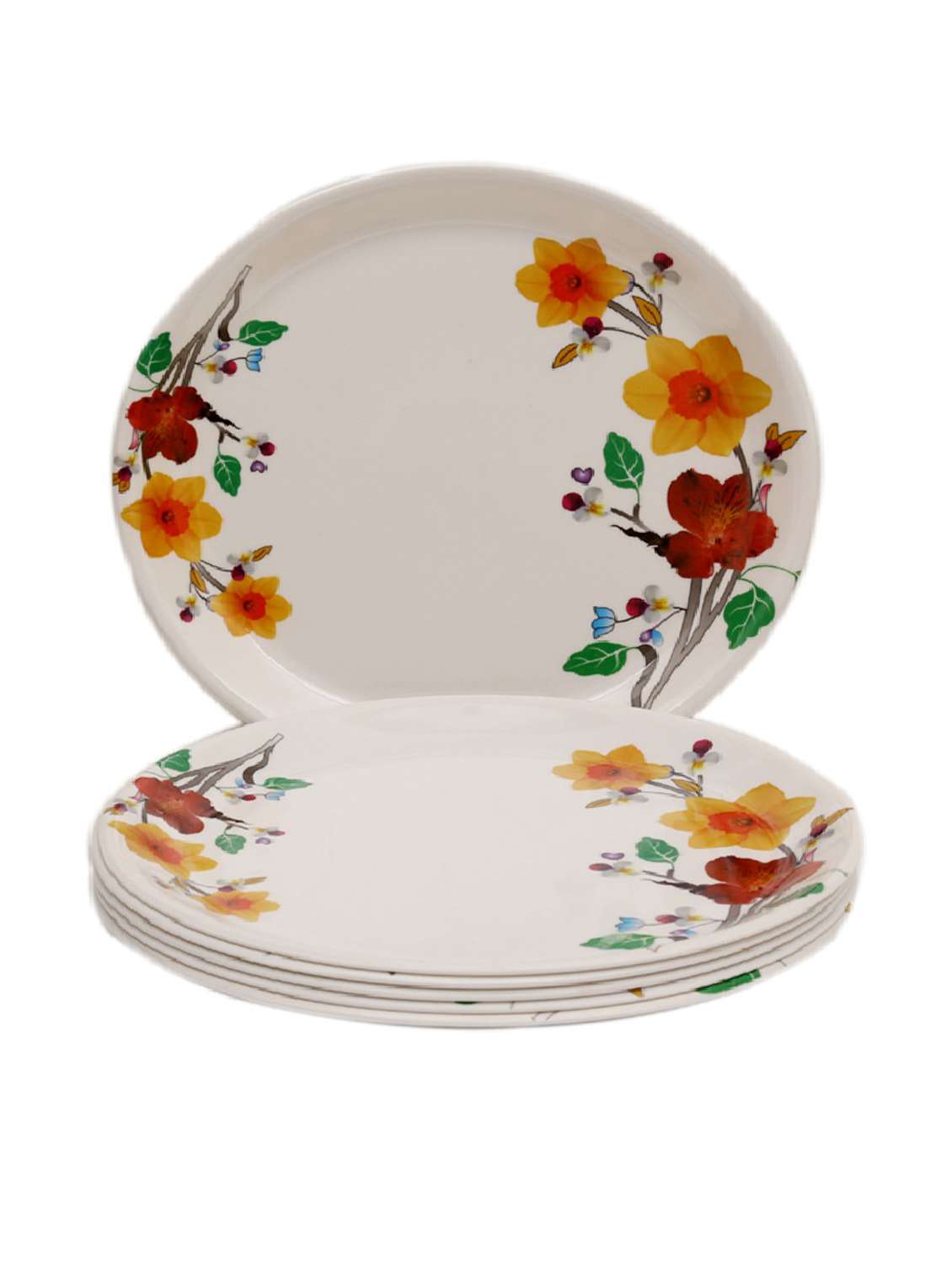 set of 6 kjaggs floral print melamine plates