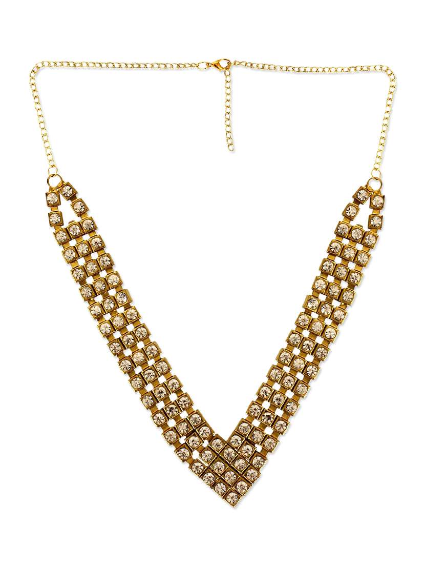 gold crystal long necklace
