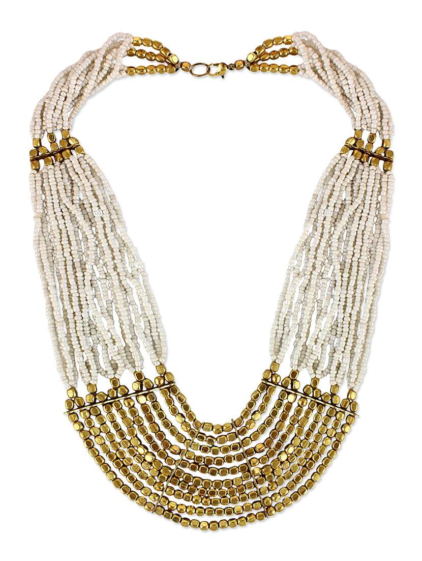 white crystal long necklace