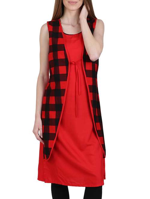 black and red combination dress