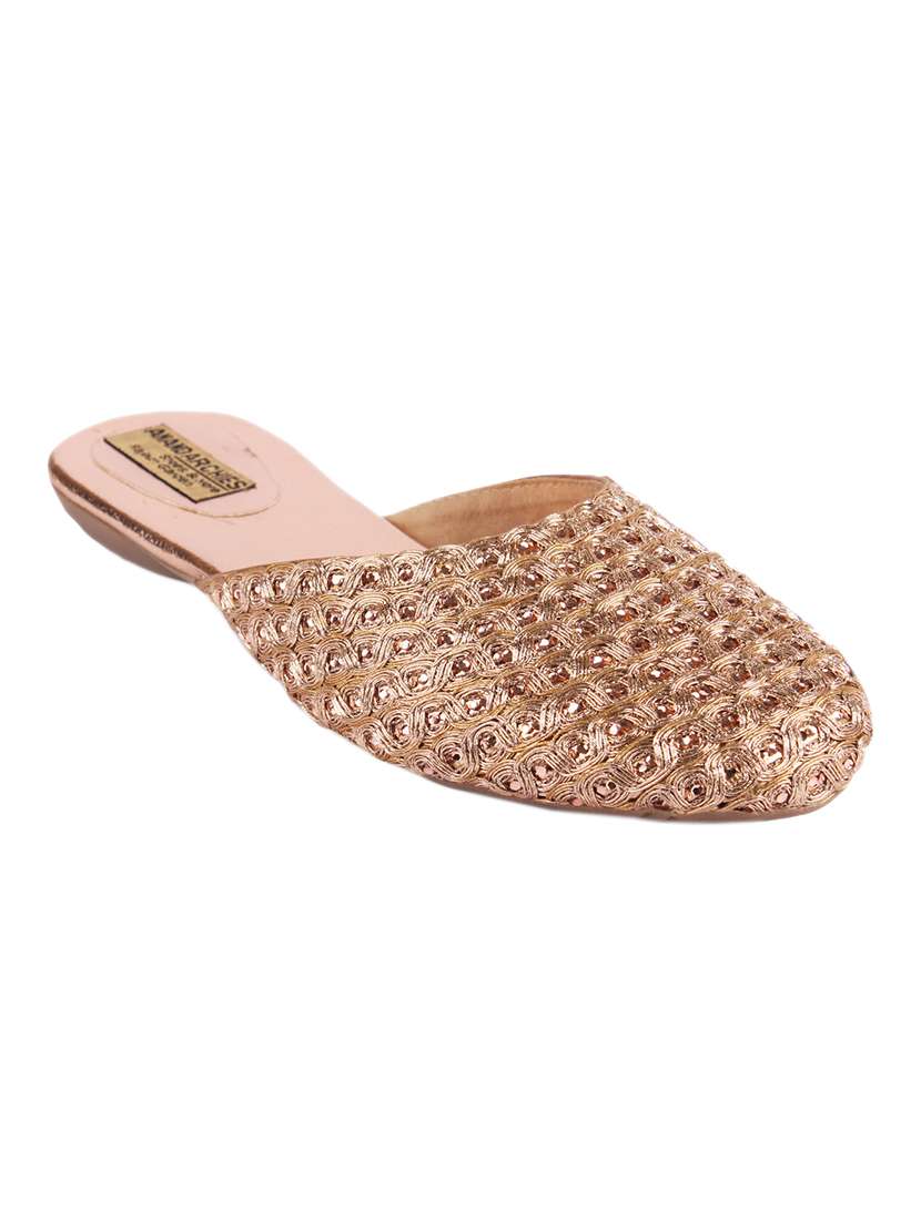 copper sequined slip on jutis