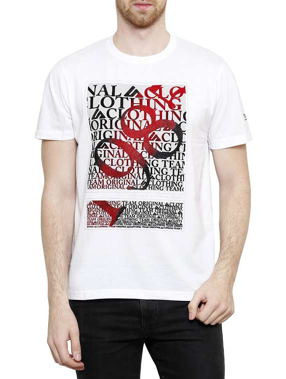 white cotton printed t-shirt