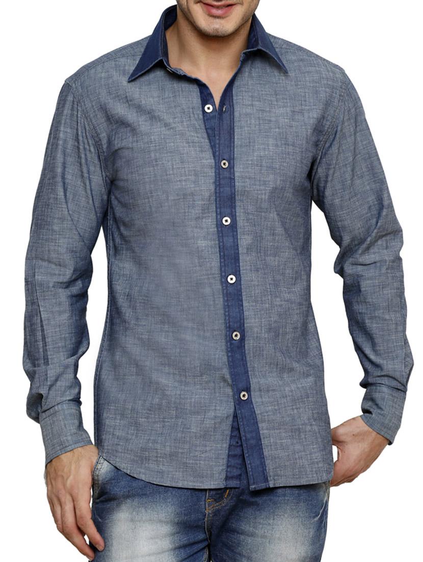 blue cotton casual shirt