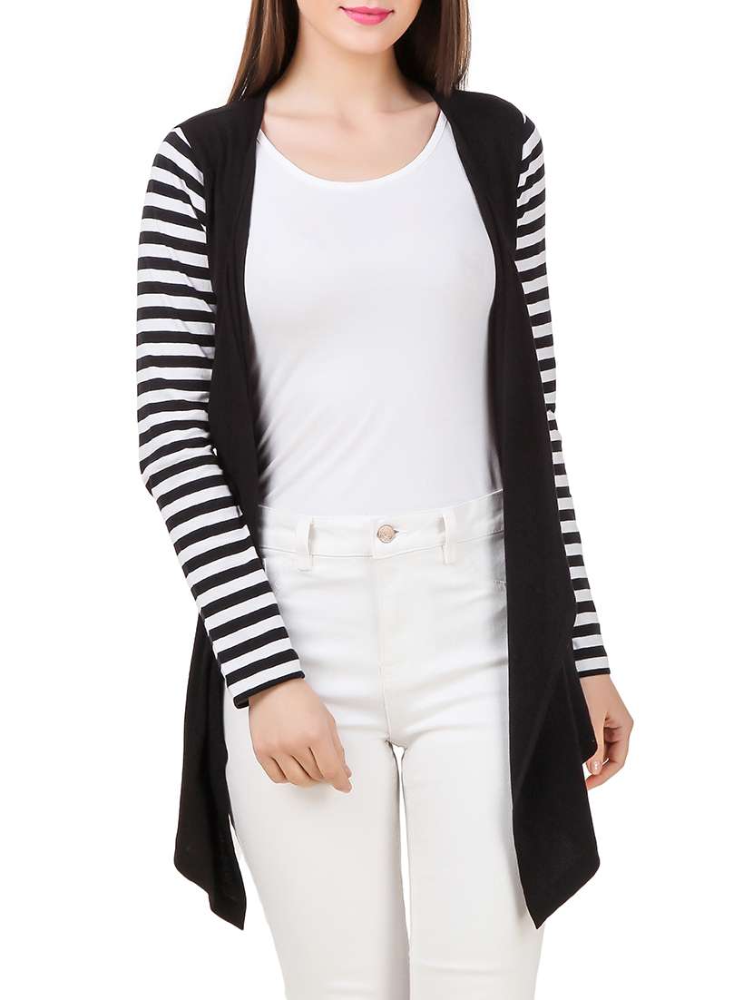 black striped jersey asymmetric shrug