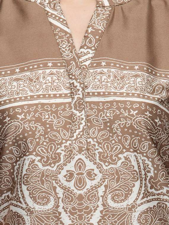 brown printed regular top - 12970566 - Standard Image - 3