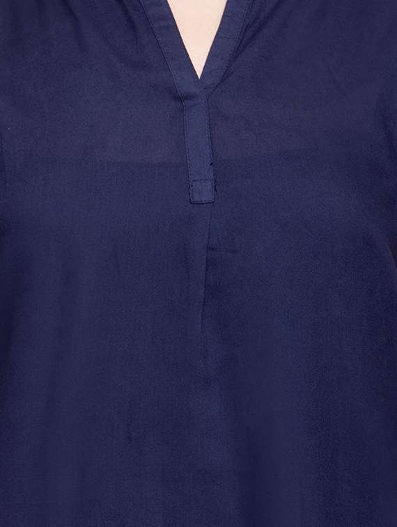 navy blue viscose asymmetric top - 12970581 - Standard Image - 3