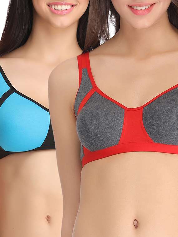 set of 2 multicolored cotton bras