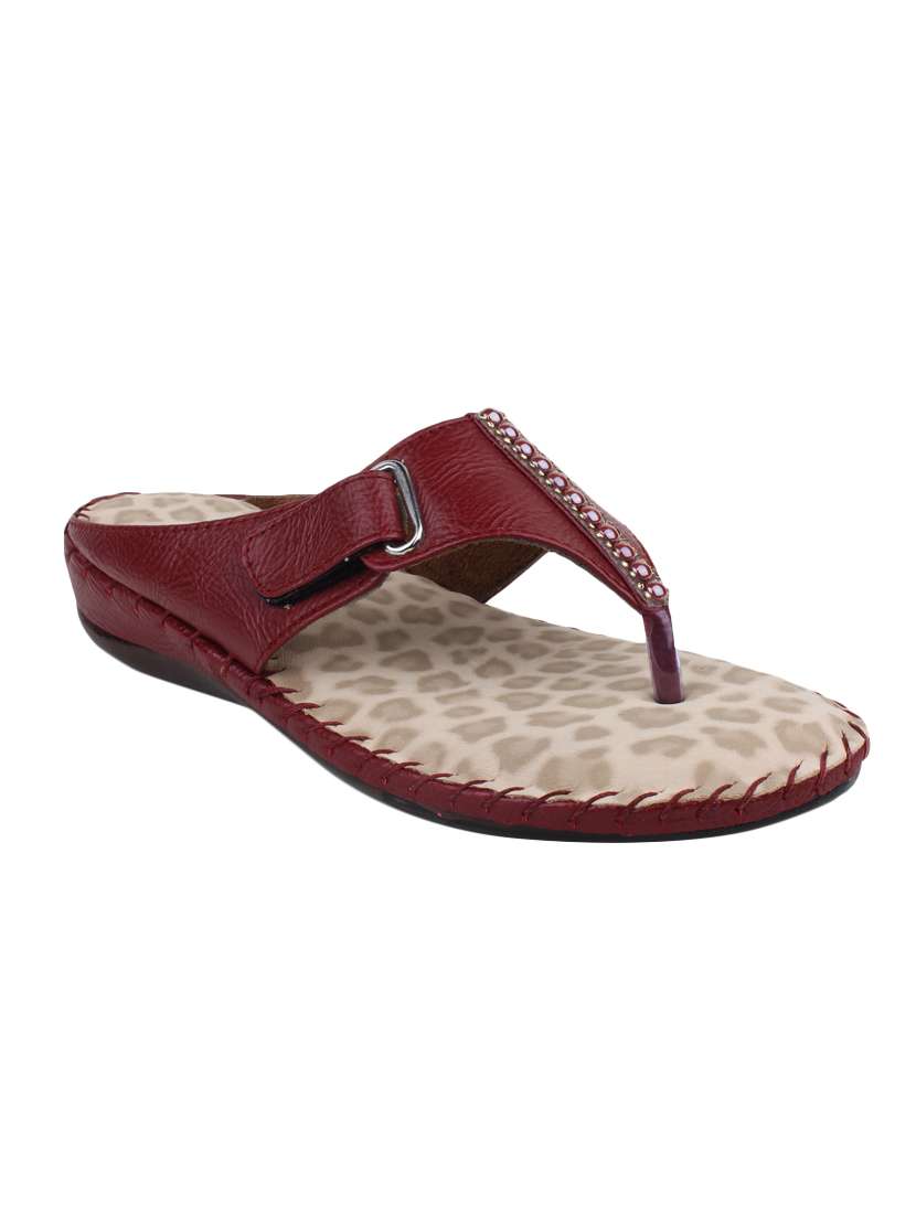 maroon open thong  slippers