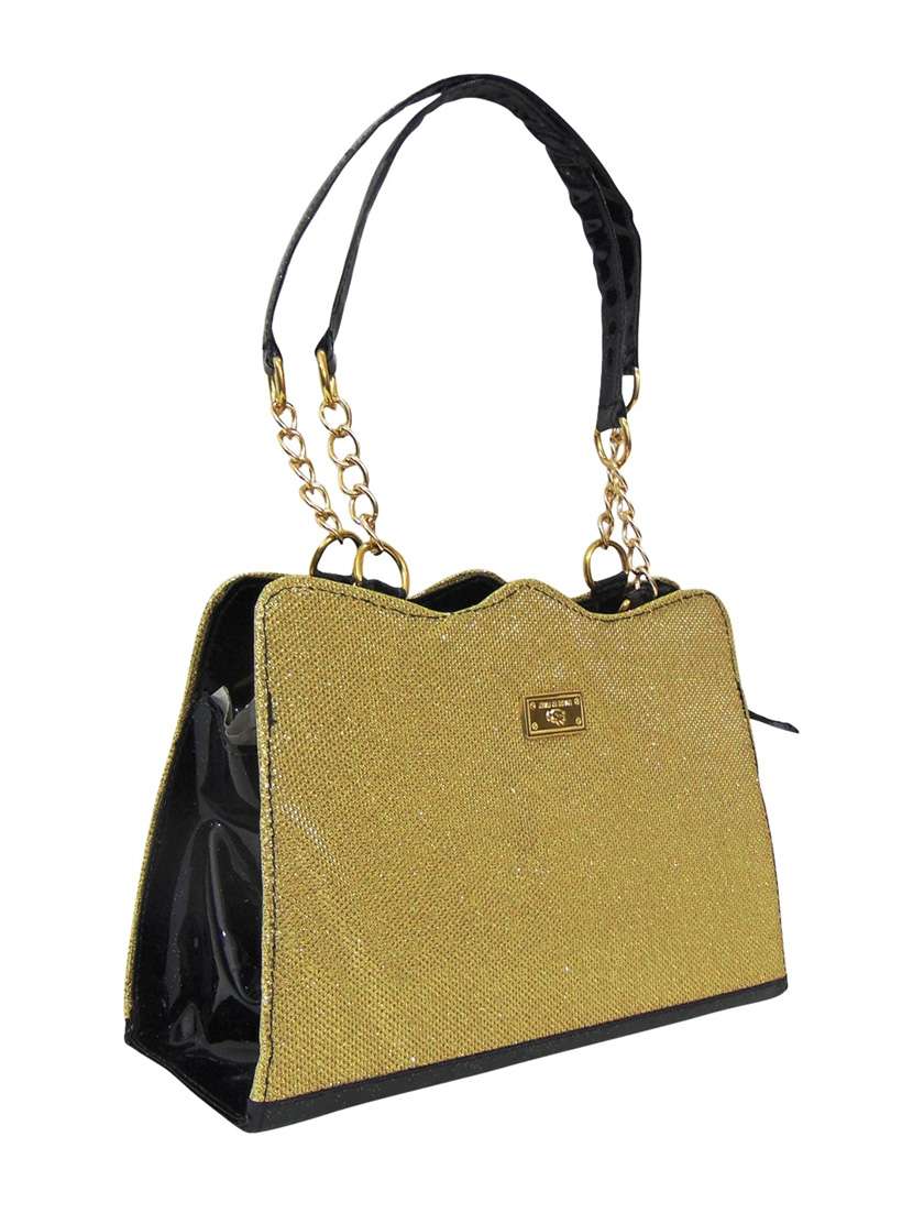 gold leatherette handbag - 12979435 -  Standard Image - 3