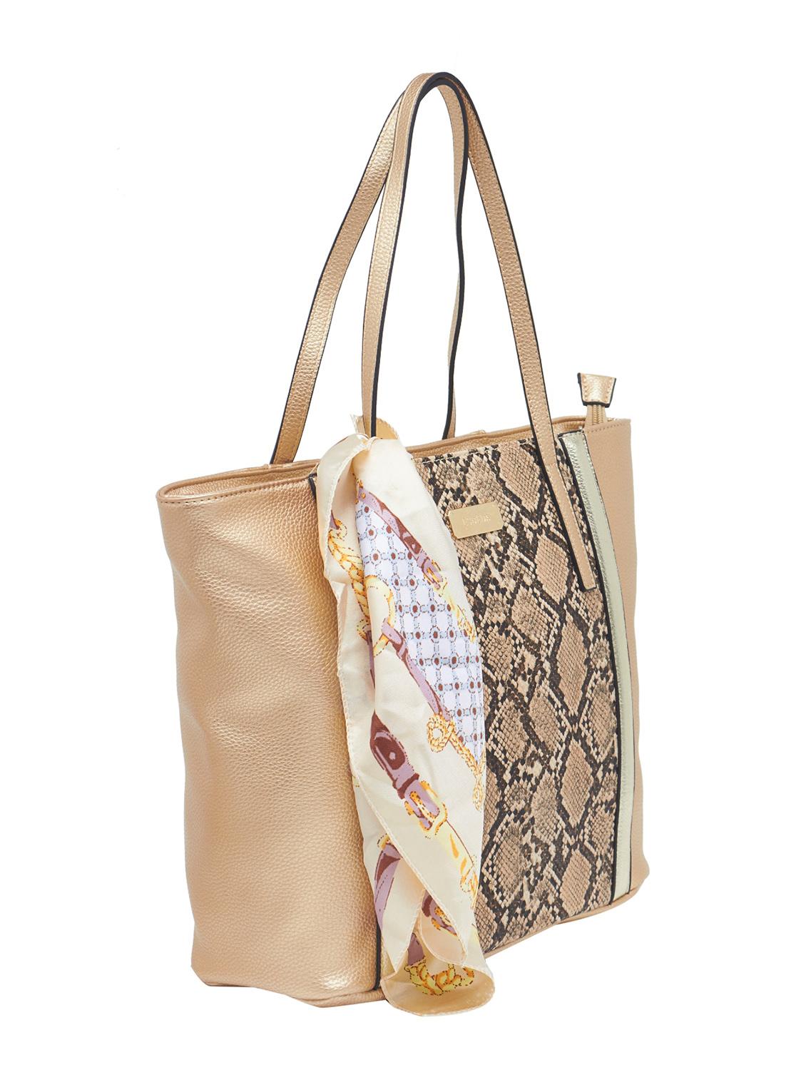 gold synthetic leather tote - 12979968 - Standard Image - 3