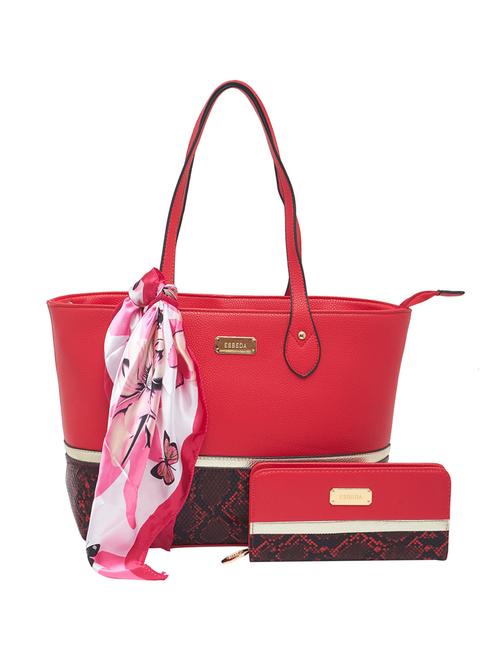 red synthetic leather tote - 12979993 - Standard Image - 0