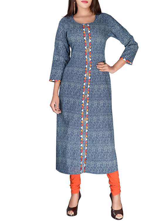 blue cotton long kurta